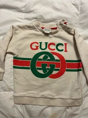 Gucci Kids Cream Sweatshirt with Red & Green Logo